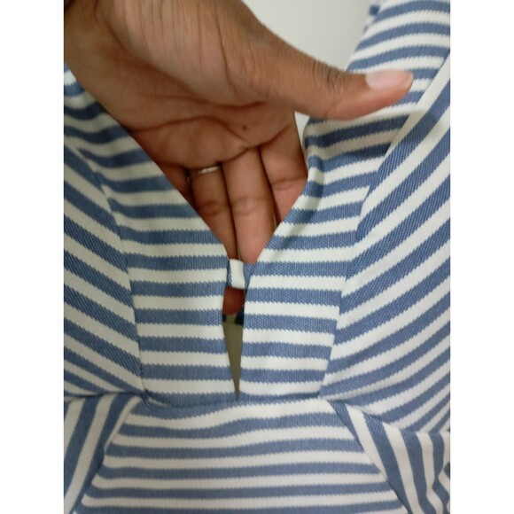 Swimsuit One Piece Size 1X Striped V-Neck White Women's By Time And Tru Blue - Picture 3 of 9